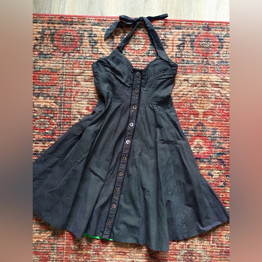 Anthropologie Maeve Halter Striped Dress with Pockets